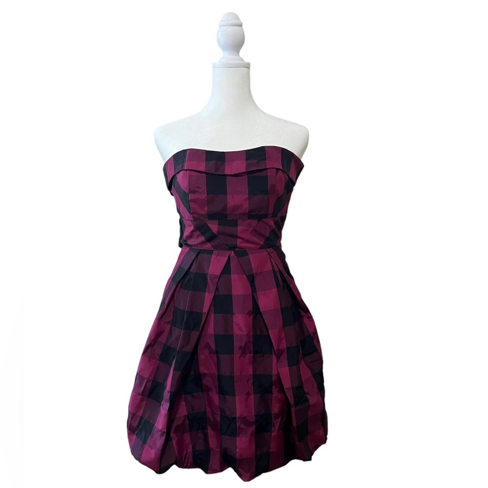 Wet Seal Prom Purple Plaid Strapless Dress Size XS